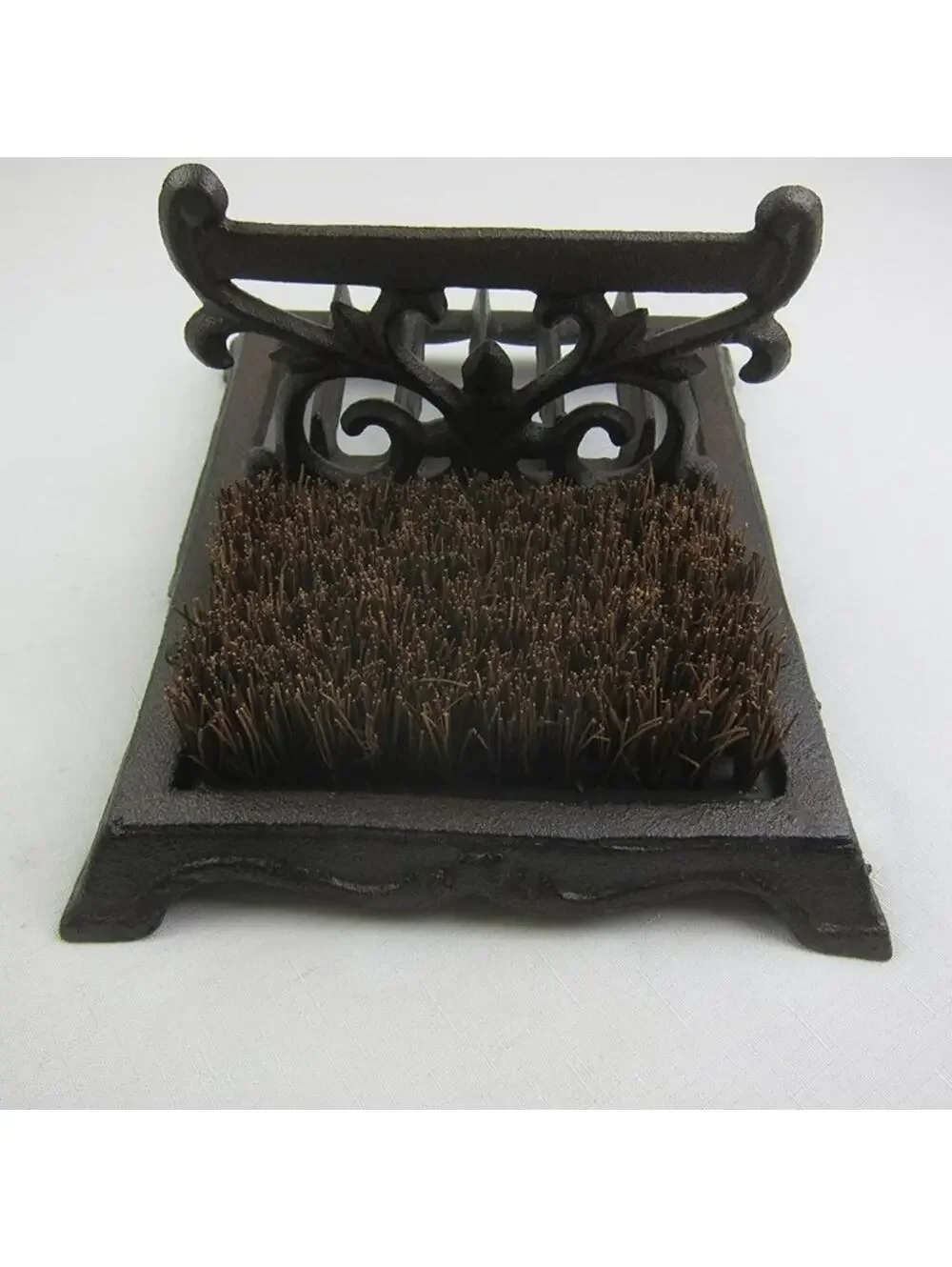 Cast Iron Boot Scraper & Brush Antique Brown Scroll Leaf Design NEW